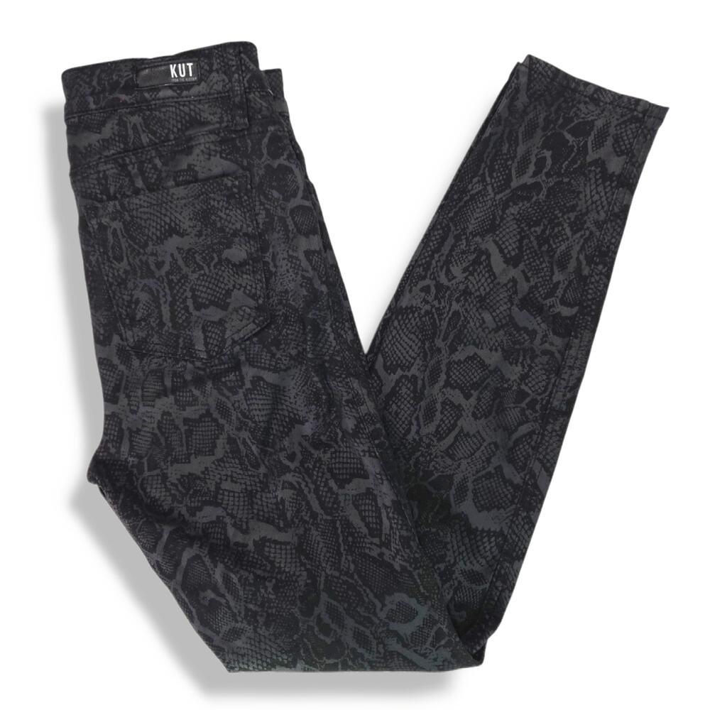 EUC Kut from the Kloth Mia High Rise Slim Fit Skinny Jeans Sz 2x28.5 Black Snake